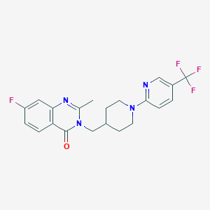 molecular formula C21H20F4N4O B2674010 7-Fluoro-2-methyl-3-[[1-[5-(trifluoromethyl)pyridin-2-yl]piperidin-4-yl]methyl]quinazolin-4-one CAS No. 2415512-04-6