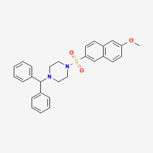 molecular formula C28H28N2O3S B2674050 1-(Diphenylmethyl)-4-[(6-methoxynaphthalen-2-yl)sulfonyl]piperazine CAS No. 425683-29-0