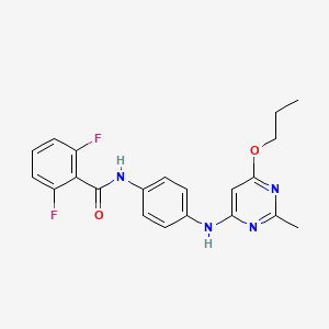 molecular formula C21H20F2N4O2 B2674068 2,6-difluoro-N-(4-((2-methyl-6-propoxypyrimidin-4-yl)amino)phenyl)benzamide CAS No. 1021090-87-8