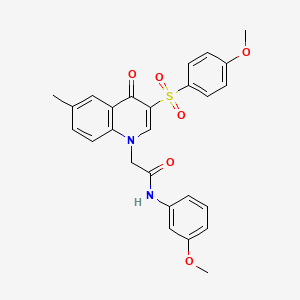 molecular formula C26H24N2O6S B2674069 N-(3-methoxyphenyl)-2-[3-(4-methoxyphenyl)sulfonyl-6-methyl-4-oxoquinolin-1-yl]acetamide CAS No. 866813-88-9