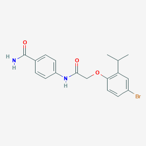 molecular formula C18H19BrN2O3 B267409 4-{[(4-Bromo-2-isopropylphenoxy)acetyl]amino}benzamide 