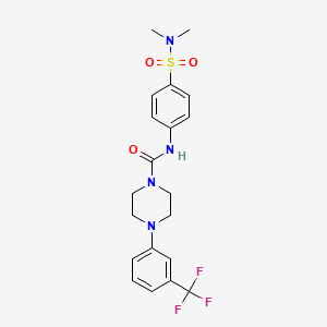 molecular formula C20H23F3N4O3S B2674136 N-[4-(二甲基磺酰)苯基]-4-[3-(三氟甲基)苯基]哌嗪-1-甲酰胺 CAS No. 692733-10-1