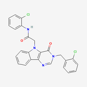 molecular formula C25H18Cl2N4O2 B2674138 2-(3-(2-氯苄基)-4-氧代-3H-嘧啶并[5,4-b]吲哚-5(4H)-基)-N-(2-氯苯基)乙酰胺 CAS No. 1189876-94-5