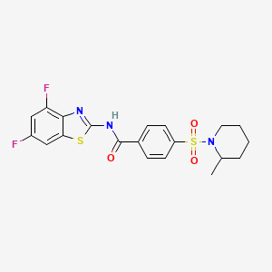 molecular formula C20H19F2N3O3S2 B2674167 N-(4,6-二氟苯并[d]噻唑-2-基)-4-((2-甲基哌嗪-1-基)磺酰)苯甲酰胺 CAS No. 905691-28-3