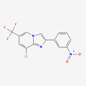 molecular formula C14H7ClF3N3O2 B2674180 8-Chloro-2-(3-nitrophenyl)-6-(trifluoromethyl)imidazo[1,2-a]pyridine CAS No. 860651-00-9