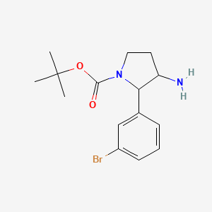 molecular formula C15H21BrN2O2 B2674181 叔丁基 3-氨基-2-(3-溴苯基)吡咯啉-1-羧酸酯 CAS No. 2059966-80-0