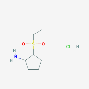 molecular formula C8H18ClNO2S B2674190 2-Propylsulfonylcyclopentan-1-amine;hydrochloride CAS No. 2416228-88-9