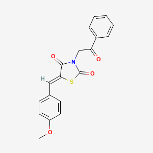 molecular formula C19H15NO4S B2674193 (Z)-5-(4-甲氧基苄亚甲基)-3-(2-氧代-2-苯乙基)噻唑烷-2,4-二酮 CAS No. 154285-24-2