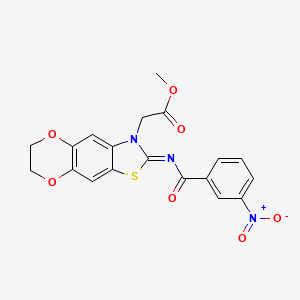 molecular formula C19H15N3O7S B2674205 (Z)-甲基-2-(2-((3-硝基苯甲酰)亚亚胺)-6,7-二氢-[1,4]二氧杂环[2',3':4,5]苯并[1,2-d]噻唑-3(2H)-基)乙酸酯 CAS No. 905658-45-9