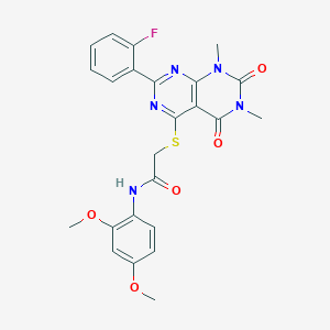N-(2,4-dimethoxyphenyl)-2-((2-(2-fluorophenyl)-6,8-dimethyl-5,7-dioxo-5,6,7,8-tetrahydropyrimido[4,5-d]pyrimidin-4-yl)thio)acetamide