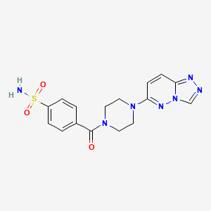 molecular formula C16H17N7O3S B2674233 4-(4-([1,2,4]三唑并[4,3-b]吡啶-6-基)哌嗪-1-甲酰)苯磺酰胺 CAS No. 1203125-69-2