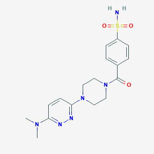 molecular formula C17H22N6O3S B2674235 4-(4-(6-(Dimethylamino)pyridazin-3-yl)piperazine-1-carbonyl)benzenesulfonamide CAS No. 1334373-08-8