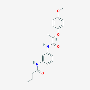 molecular formula C20H24N2O4 B267424 N-(3-{[2-(4-methoxyphenoxy)propanoyl]amino}phenyl)butanamide 