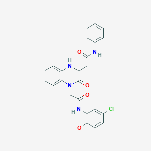 molecular formula C26H25ClN4O4 B2674252 N-(5-chloro-2-methoxyphenyl)-2-(2-oxo-3-(2-oxo-2-(p-tolylamino)ethyl)-3,4-dihydroquinoxalin-1(2H)-yl)acetamide CAS No. 1101134-84-2