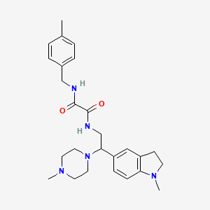 molecular formula C26H35N5O2 B2674266 N1-(4-methylbenzyl)-N2-(2-(1-methylindolin-5-yl)-2-(4-methylpiperazin-1-yl)ethyl)oxalamide CAS No. 921924-86-9