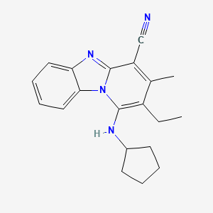 molecular formula C20H22N4 B2674292 1-(Cyclopentylamino)-2-ethyl-3-methylpyrido[1,2-a]benzimidazole-4-carbonitrile CAS No. 683795-44-0