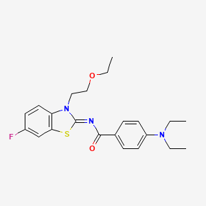 molecular formula C22H26FN3O2S B2674294 (Z)-4-(二乙基氨基)-N-(3-(2-乙氧基乙基)-6-氟苯并[d]噻唑-2(3H)-基亚甲基)苯甲酰胺 CAS No. 865173-56-4