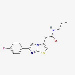 molecular formula C16H16FN3OS B2674295 2-(6-(4-氟苯基)咪唑并[2,1-b]噻唑-3-基)-N-丙基乙酰胺 CAS No. 897464-65-2