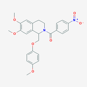 molecular formula C26H26N2O7 B2674299 6,7-Dimethoxy-1-[(4-methoxyphenoxy)methyl]-2-(4-nitrobenzoyl)-1,2,3,4-tetrahydroisoquinoline CAS No. 449764-81-2