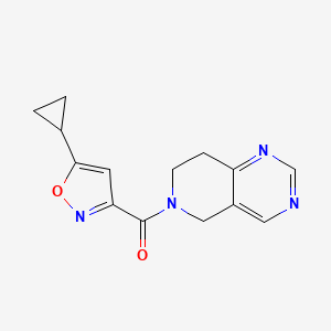 molecular formula C14H14N4O2 B2674300 (5-cyclopropylisoxazol-3-yl)(7,8-dihydropyrido[4,3-d]pyrimidin-6(5H)-yl)methanone CAS No. 1797349-52-0