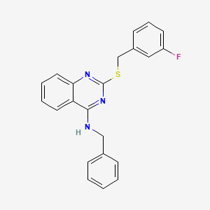 molecular formula C22H18FN3S B2674317 N-benzyl-2-[(3-fluorophenyl)methylsulfanyl]quinazolin-4-amine CAS No. 422531-81-5