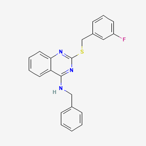 molecular formula C22H18FN3S B2674317 N-苄基-2-[(3-氟苯基)甲基硫代基]喹唑啉-4-胺 CAS No. 422531-81-5