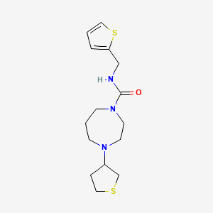 molecular formula C15H23N3OS2 B2674320 4-(四氢噻吩-3-基)-N-(噻吩-2-基甲基)-1,4-二氮杂辛烷-1-甲酰胺 CAS No. 2319637-25-5