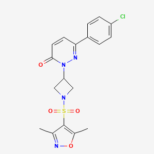 molecular formula C18H17ClN4O4S B2674324 6-(4-Chlorophenyl)-2-[1-[(3,5-dimethyl-1,2-oxazol-4-yl)sulfonyl]azetidin-3-yl]pyridazin-3-one CAS No. 2380186-21-8