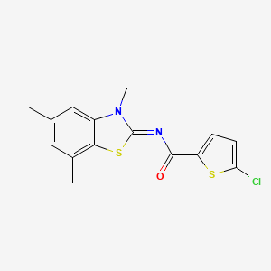 molecular formula C15H13ClN2OS2 B2674329 5-chloro-N-(3,5,7-trimethyl-1,3-benzothiazol-2-ylidene)thiophene-2-carboxamide CAS No. 851080-72-3