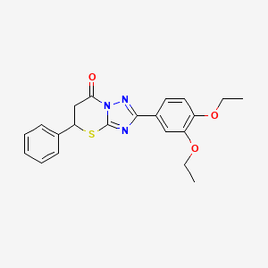 molecular formula C21H21N3O3S B2674342 2-(3,4-diethoxyphenyl)-5-phenyl-5H-[1,2,4]triazolo[5,1-b][1,3]thiazin-7(6H)-one CAS No. 609792-73-6