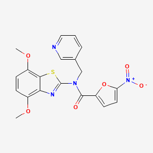 molecular formula C20H16N4O6S B2674355 N-(4,7-二甲氧基苯并噻唑-2-基)-5-硝基-N-(吡啶-3-基甲基)呋喃-2-甲酰胺 CAS No. 895431-61-5