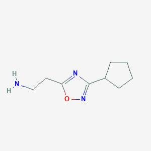 molecular formula C9H16ClN3O B2674356 2-(3-环戊基-1,2,4-噁二唑-5-基)乙胺 CAS No. 1369956-39-7