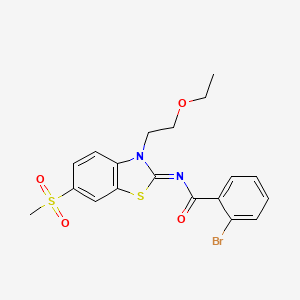 molecular formula C19H19BrN2O4S2 B2674358 (Z)-2-溴-N-(3-(2-乙氧基乙基)-6-(甲磺基)苯并噻唑-2(3H)-基亚乙烯)苯甲酰胺 CAS No. 865173-66-6