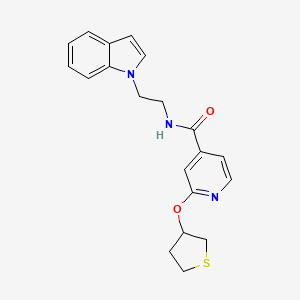 molecular formula C20H21N3O2S B2674367 N-(2-(1H-indol-1-yl)ethyl)-2-((tetrahydrothiophen-3-yl)oxy)isonicotinamide CAS No. 2034361-75-4