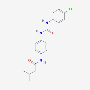 molecular formula C18H20ClN3O2 B267437 N-(4-{[(4-chloroanilino)carbonyl]amino}phenyl)-3-methylbutanamide 