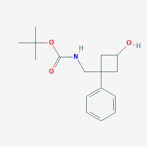 molecular formula C16H23NO3 B2674372 叔丁基-N-[(3-羟基-1-苯基环丁基)甲基]氨基甲酸酯 CAS No. 2408966-21-0