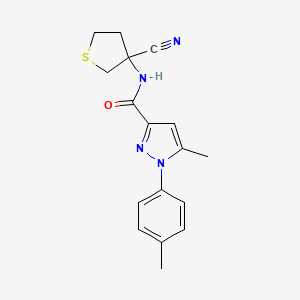 molecular formula C17H18N4OS B2674385 N-(3-cyanothiolan-3-yl)-5-methyl-1-(4-methylphenyl)-1H-pyrazole-3-carboxamide CAS No. 1796976-02-7