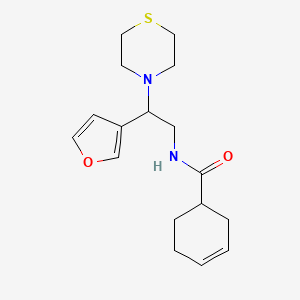 molecular formula C17H24N2O2S B2674413 N-(2-(furan-3-yl)-2-thiomorpholinoethyl)cyclohex-3-enecarboxamide CAS No. 2034572-36-4