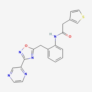 N-(2-((3-(pyrazin-2-yl)-1,2,4-oxadiazol-5-yl)methyl)phenyl)-2-(thiophen-3-yl)acetamide