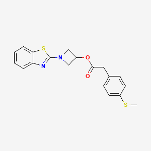 molecular formula C19H18N2O2S2 B2674438 1-(Benzo[d]thiazol-2-yl)azetidin-3-yl 2-(4-(methylthio)phenyl)acetate CAS No. 1396861-28-1