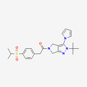 molecular formula C24H30N4O3S B2674444 1-(2-(tert-butyl)-3-(1H-pyrrol-1-yl)pyrrolo[3,4-c]pyrazol-5(2H,4H,6H)-yl)-2-(4-(isopropylsulfonyl)phenyl)ethanone CAS No. 1251574-18-1