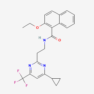 molecular formula C23H22F3N3O2 B2674467 N-(2-(4-cyclopropyl-6-(trifluoromethyl)pyrimidin-2-yl)ethyl)-2-ethoxy-1-naphthamide CAS No. 1421585-40-1