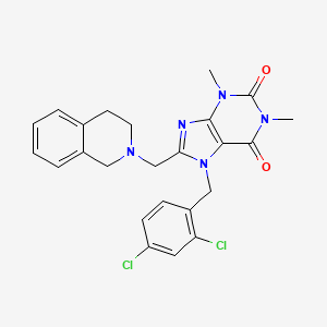 molecular formula C24H23Cl2N5O2 B2674469 7-(2,4-dichlorobenzyl)-8-((3,4-dihydroisoquinolin-2(1H)-yl)methyl)-1,3-dimethyl-1H-purine-2,6(3H,7H)-dione CAS No. 851940-39-1