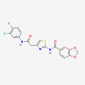 N-(4-(2-((3-chloro-4-fluorophenyl)amino)-2-oxoethyl)thiazol-2-yl)benzo[d][1,3]dioxole-5-carboxamide