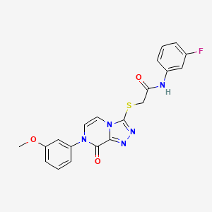 molecular formula C20H16FN5O3S B2674473 N-(3-氟苯基)-2-((7-(3-甲氧苯基)-8-氧代-7,8-二氢-[1,2,4]三唑[4,3-a]吡嗪-3-基)硫基)乙酰胺 CAS No. 1242962-25-9