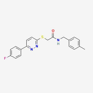 molecular formula C20H18FN3OS B2674482 2-((6-(4-fluorophenyl)pyridazin-3-yl)thio)-N-(4-methylbenzyl)acetamide CAS No. 872695-19-7