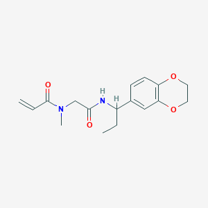 molecular formula C17H22N2O4 B2674485 N-[2-[1-(2,3-Dihydro-1,4-benzodioxin-6-yl)propylamino]-2-oxoethyl]-N-methylprop-2-enamide CAS No. 2197605-89-1