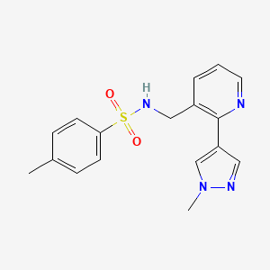 molecular formula C17H18N4O2S B2674486 4-methyl-N-((2-(1-methyl-1H-pyrazol-4-yl)pyridin-3-yl)methyl)benzenesulfonamide CAS No. 2034522-44-4