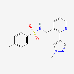 molecular formula C17H18N4O2S B2674486 4-甲基-N-((2-(1-甲基-1H-吡唑-4-基)吡啶-3-基)甲基)苯磺酰胺 CAS No. 2034522-44-4