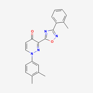 molecular formula C21H18N4O2 B2674488 1-(3,4-dimethylphenyl)-3-(3-(o-tolyl)-1,2,4-oxadiazol-5-yl)pyridazin-4(1H)-one CAS No. 1112339-15-7